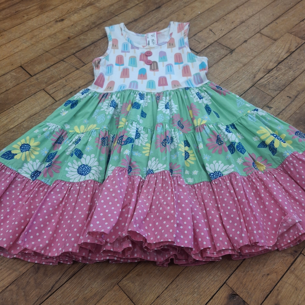 Eleanor Rose Pink and Green Ice Cream Floral Dress